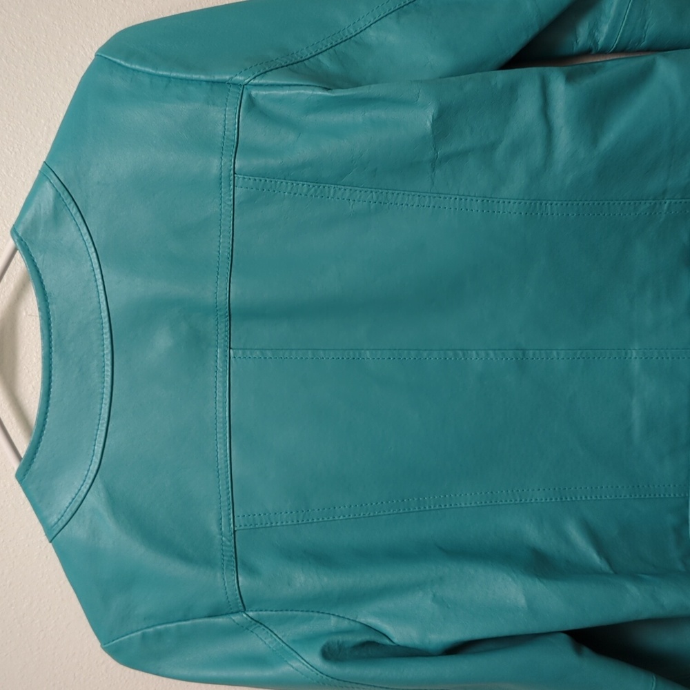 Bernado Electric Blue Leather Jacket - Silver Hardware - Cropped - Full Zip - S - Picture 9 of 15